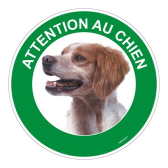 Panneau Attention au chien Epagneul breton - Rigide Ø180mm - 4040516