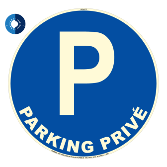 Panneau photoluminescent HD Parking privé - rigide Ø 300mm - Novap