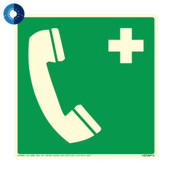 Panneau photoluminescent HD Téléphone de secours - rigide 200x200mm - Novap