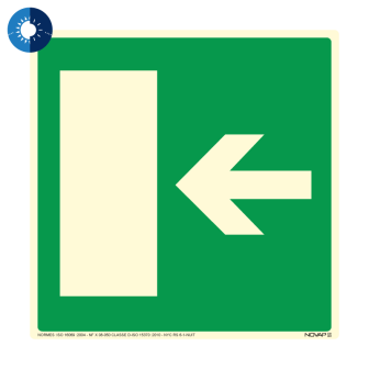 Panneau photoluminescent HD Sortie de secours gauche ou droite - rigide 200x200mm - Novap