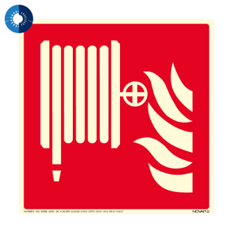  Panneau photoluminescent HD Robinet d'incendie armé - rigide 200x200mm - Novap