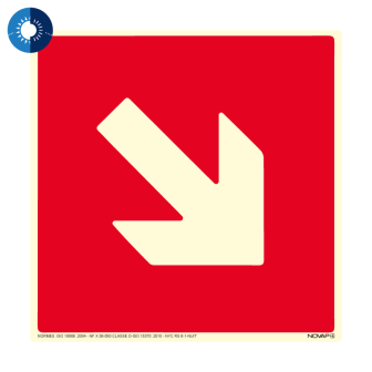 Panneau photoluminescent HD Flèche oblique - rigide 200x200mm - Novap