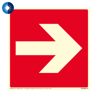 Panneau photoluminescent HD Flèche - rigide 200x200mm - Novap