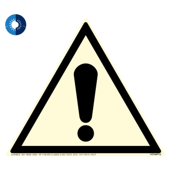 Panneau photoluminescent HD Danger general - rigide triangle 300mm - Novap