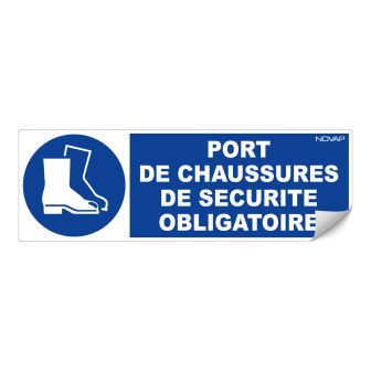 Panneau Port de chaussures de sécurité obligatoire - Adhésif 450x150mm - Novap