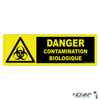 Panneau Danger contamination biologique - haute visibilité - 450x150mm - Novap