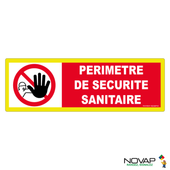 Panneau Périmètre de sécurité sanitaire - haute visibilité - 450x150mm - Novap