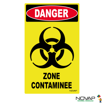 Panneau Danger Zone Contaminée - haute visibilité - 200x330mm - 4090832