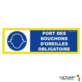 Panneau Port obligatoire des bouchons d'oreilles - haute visibilité - 450x150mm - Novap