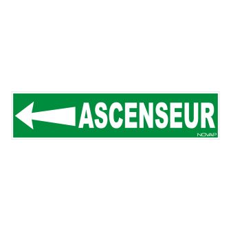 Panneau Ascenseur flèche à gauche - Rigide 330x75mm - 4120072
