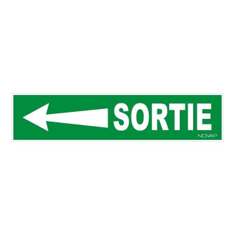 Panneau Sortie flèche à gauche - Rigide 330x75mm - 4120904