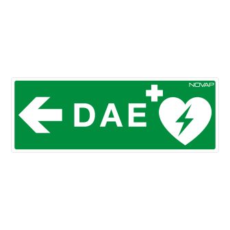 Panneau D.A.E. avec flèche à droite - horizontal - Rigide 330x120mm - Novap