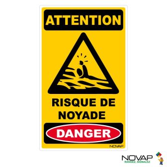 Panneau Risque de noyade - Rigide 200x330mm - 4161815