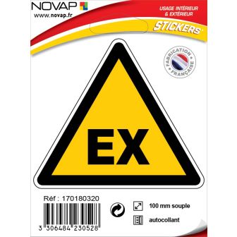 Panneau Danger atmosphère explosive - Adhésif Triangle 100mm - 4230528