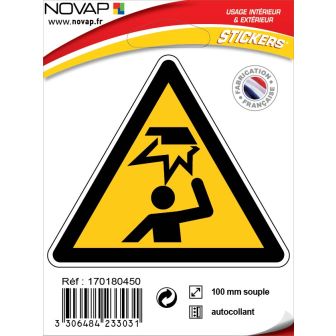 Panneau Danger obstacle en hauteur - Adhésif Triangle 100mm - 4233031