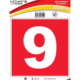N°9 - 200x200mm - Adhésif Rouge - 4234199