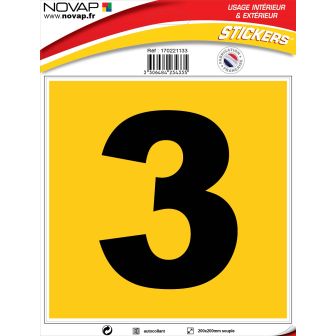 N°3 - 200x200mm - Adhésif Jaune- 4234335