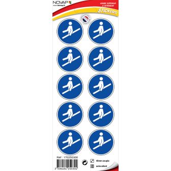 Planche 10 Stickers Ø 40mm - Obligation utiliser la main courante - 4250304
