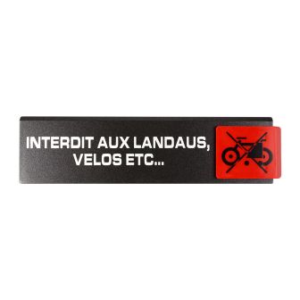 Plaque de porte Interdit aux landaux et vélos - Europe design 175x45mm - 4261096