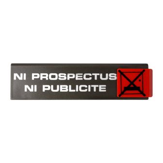 Plaque de porte Ni prospectus ni publicité - Europe design 175x45mm - 4261317