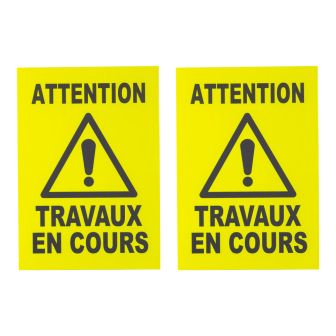 Lot de 2 plaques modulable jaune fluo - travaux en cours - Novap