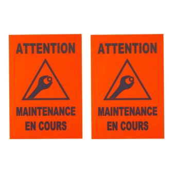 Lot de 2 plaques modulable Orange fluo - Maintenance en cours - Novap