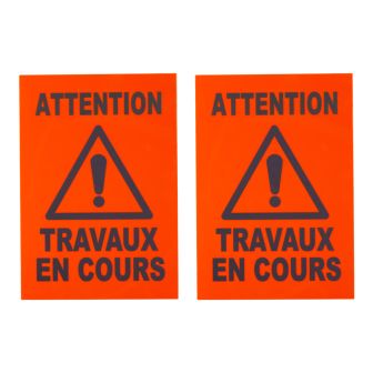 Lot de 2 plaques modulable Orange fluo - travaux en cours - Novap