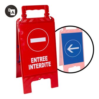 Chevalet de signalisation modulable rouge - entrée interdite et sens obligatoire - Novap