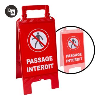 Chevalet de signalisation modulable rouge - Passage interdit aux piétons - Novap