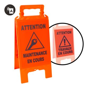 Chevalet de signalisation modulable Orange - Travaux & maintenance en cours - Novap