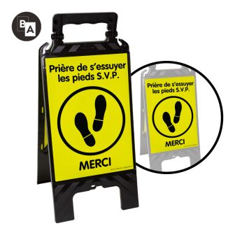 Chevalet modulable noir - Essuyer vous les pieds merci - Novap