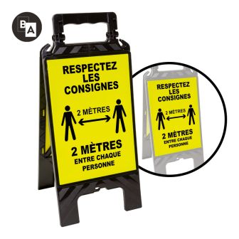 Chevalet modulable noir - Respectez les consignes de sécurité - 2 mètres - Novap