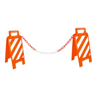 Kit Chevalet hachurés Orange Fluo/Blanc+ 5m de chaine Ø6mm - 4292199