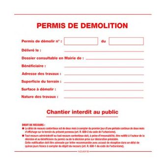 Panneau permis de demolir 1200X800mm - 4300825