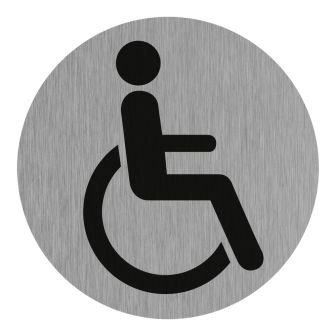 Plaque de porte Toilettes Handicapés - Aluminium brosse Ø75mm - 4383040