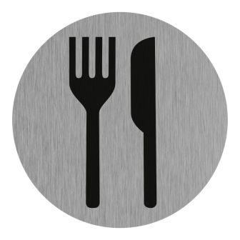 Plaque de porte Restaurant - Aluminium brosse Ø75mm - 4383057