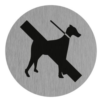 Plaque de porte Interdit aux chiens - Aluminium brosse Ø75mm - 4383187