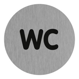 Plaque de porte WC (texte) - Aluminium brosse Ø75mm - 4383217