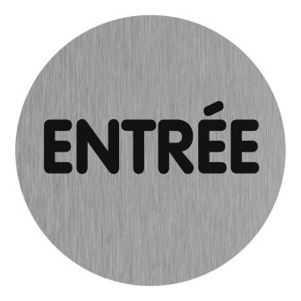 Plaque de porte Entrée (texte) - Aluminium brosse Ø75mm - 4383248