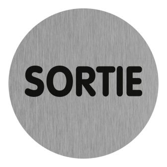 Plaque de porte Sortie (texte) - Aluminium brosse Ø75mm - 4383255