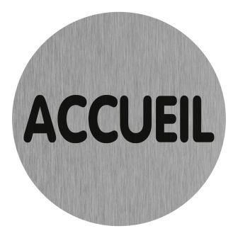 Plaque de porte accueil - Aluminium brosse Ø75mm - 4383316
