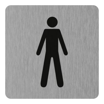 Plaque de porte Toilettes Homme - Aluminium brosse 100x100mm - 4384023