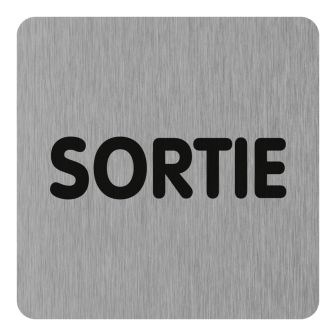 Plaque de porte Sortie (texte) - Aluminium brosse 100x100mm - 4384252