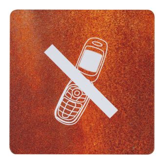 Plaque de porte alu effet rouille - Téléphone interdit - 4385198