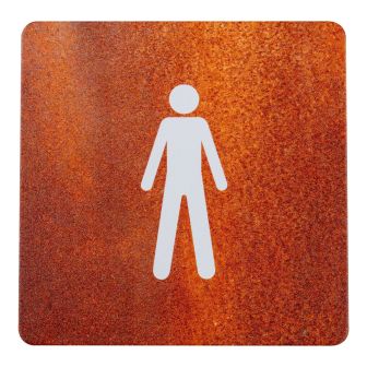 Plaque de porte alu effet rouille - Toilettes homme - 4385228