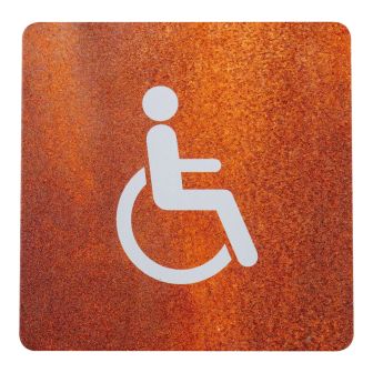 Plaque de porte alu effet rouille - Toilettes PMR - 4385235