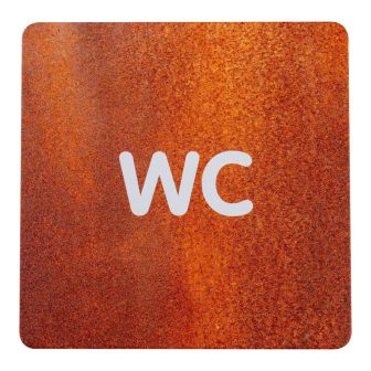 Plaque de porte alu effet rouille - WC - 4385266
