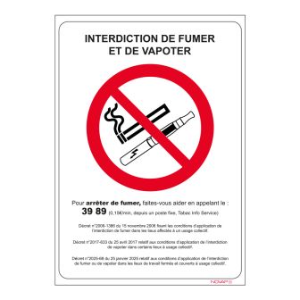 Panneau interdiction de Fumer et de Vapoter – Rigide 148x210mm – Novap