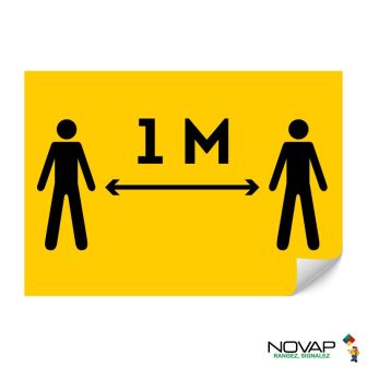 Panneau 1 mètre - Jaune - Adhésif A4 - Novap