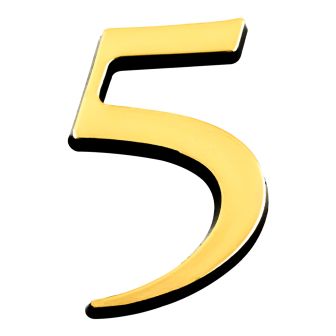 Chiffre 5 en relief autocollant - Or